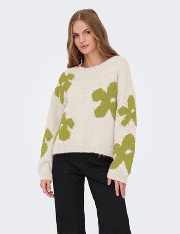 ONLY Bootle Flower Knit Jumper, Babys Breath product photo