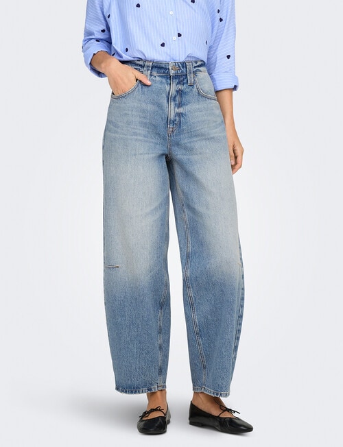 ONLY Frankie Barrel Jean, Medium Blue Denim product photo