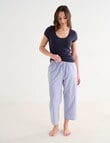 Zest Sleep Cropped Pant, Navy Stripe product photo View 03 S