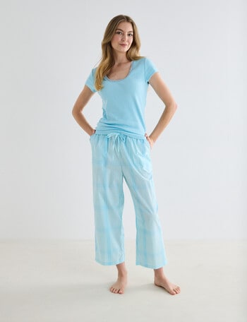 Zest Sleep Cropped Pant, Aqua Check product photo