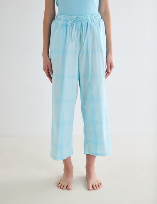 Zest Sleep Cropped Pant, Aqua Check product photo View 02 L