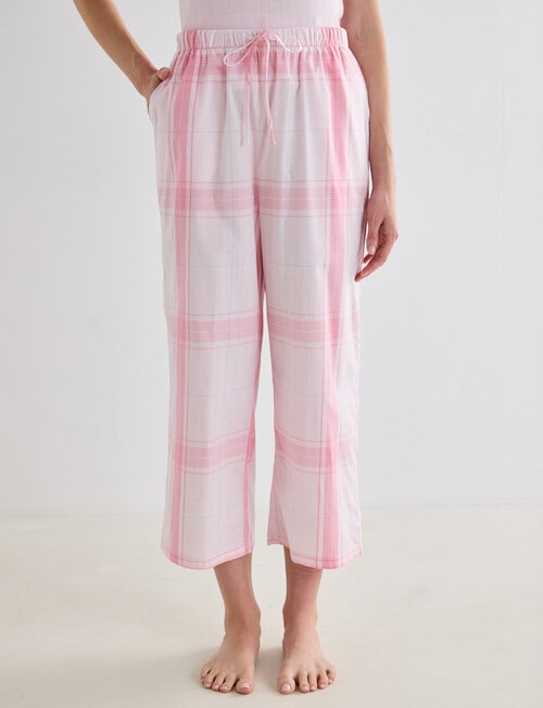 Zest Sleep Cropped Pant, Pink Check product photo View 02 L