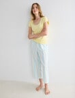 Zest Sleep Cropped Pant, Aqua Stripe product photo