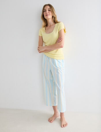 Zest Sleep Cropped Pant, Aqua Stripe product photo