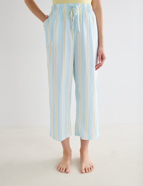 Zest Sleep Cropped Pant, Aqua Stripe product photo View 03 L
