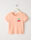 Mac & Ellie Cherry Short Sleeve Rib Tee, Peach product photo