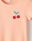 Mac & Ellie Cherry Short Sleeve Rib Tee, Peach product photo View 02 S