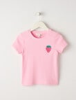Mac & Ellie Strawberry Short Sleeve Rib Tee, Candy Pink product photo