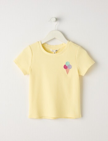 Mac & Ellie Icecream Short Sleeve Rib Tee, Lemon product photo