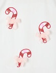 Mac & Ellie Christmas Candy Cane Bows Short Sleeve Boxy Tee, Vanilla product photo View 02 S