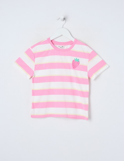 Mac & Ellie Strawberry Short Sleeve Boxy Tee, Pink Sugar product photo