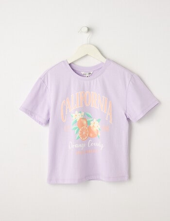 Mac & Ellie Oranges Short Sleeve Boxy Tee, Lilac product photo