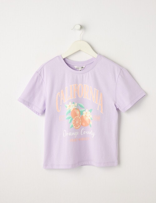 Mac & Ellie Oranges Short Sleeve Boxy Tee, Lilac product photo