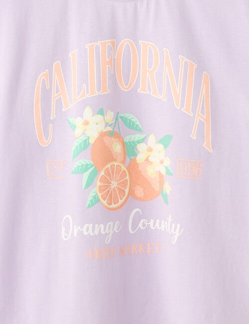Mac & Ellie Oranges Short Sleeve Boxy Tee, Lilac product photo View 02 L