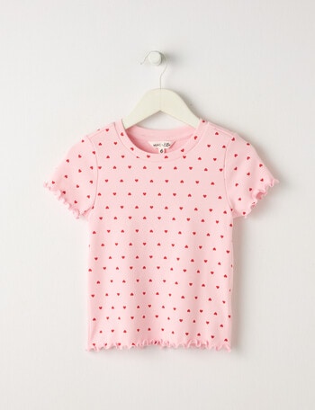 Mac & Ellie Hearts Short Sleeve Rib Tee, Baby Pink product photo