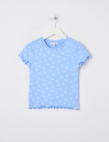 Mac & Ellie Butterflies Short Sleeve Rib Tee, Cornflower product photo