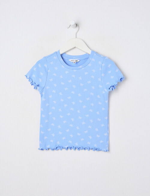 Mac & Ellie Butterflies Short Sleeve Rib Tee, Cornflower product photo