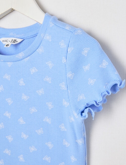 Mac & Ellie Butterflies Short Sleeve Rib Tee, Cornflower product photo View 02 L