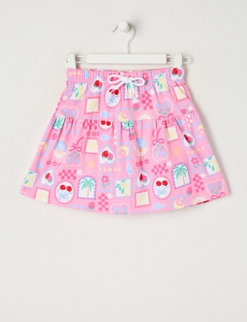 Mac & Ellie Fun Print Knit Skort, Pink Sugar product photo