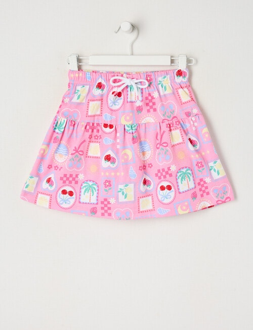 Mac & Ellie Fun Print Knit Skort, Pink Sugar product photo