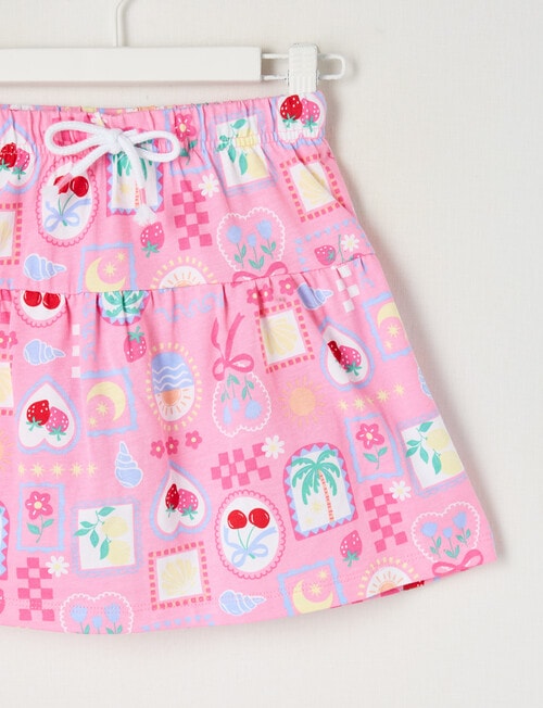 Mac & Ellie Fun Print Knit Skort, Pink Sugar product photo View 02 L