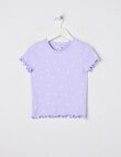 Mac & Ellie Daisies Short Sleeve Rib Tee, Lilac product photo