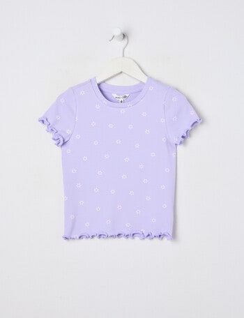 Mac & Ellie Daisies Short Sleeve Rib Tee, Lilac product photo