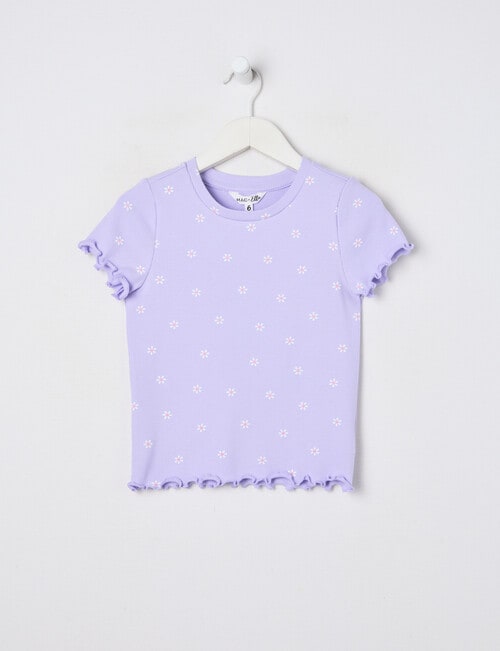 Mac & Ellie Daisies Short Sleeve Rib Tee, Lilac product photo
