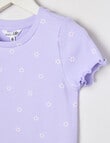Mac & Ellie Daisies Short Sleeve Rib Tee, Lilac product photo View 02 S