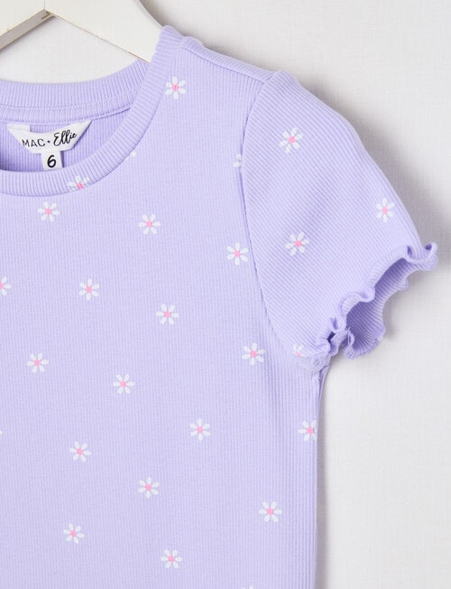 Mac & Ellie Daisies Short Sleeve Rib Tee, Lilac product photo View 02 L