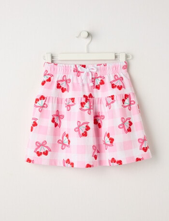 Mac & Ellie Bow Cherries Knit Skort, Pink Sugar product photo