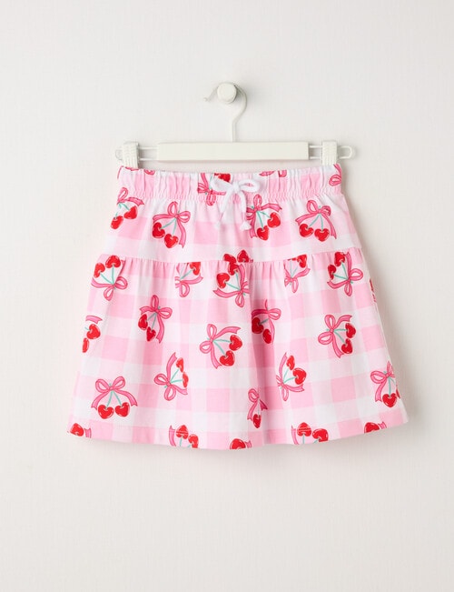 Mac & Ellie Bow Cherries Knit Skort, Pink Sugar product photo