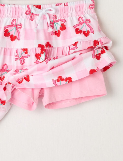 Mac & Ellie Bow Cherries Knit Skort, Pink Sugar product photo View 02 L