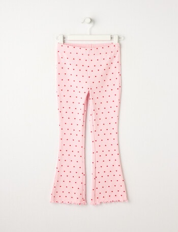 Mac & Ellie Hearts Rib Flare Legging, Baby Pink product photo