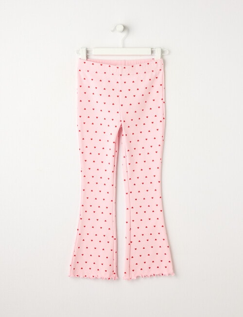 Mac & Ellie Hearts Rib Flare Legging, Baby Pink product photo