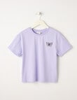 Mac & Ellie Embroidered Butterfly Short Sleeve Boxy Tee, Lilac product photo