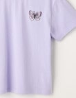 Mac & Ellie Embroidered Butterfly Short Sleeve Boxy Tee, Lilac product photo View 02 S