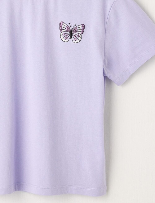 Mac & Ellie Embroidered Butterfly Short Sleeve Boxy Tee, Lilac product photo View 02 L