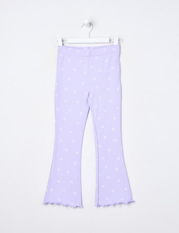 Mac & Ellie Daisies Rib Flare Legging, Lilac product photo