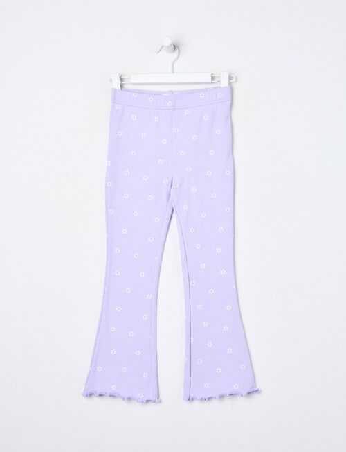 Mac & Ellie Daisies Rib Flare Legging, Lilac product photo