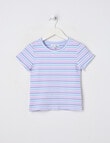 Mac & Ellie Mermaid Stripe Short Sleeve RibTee, Light Blue product photo