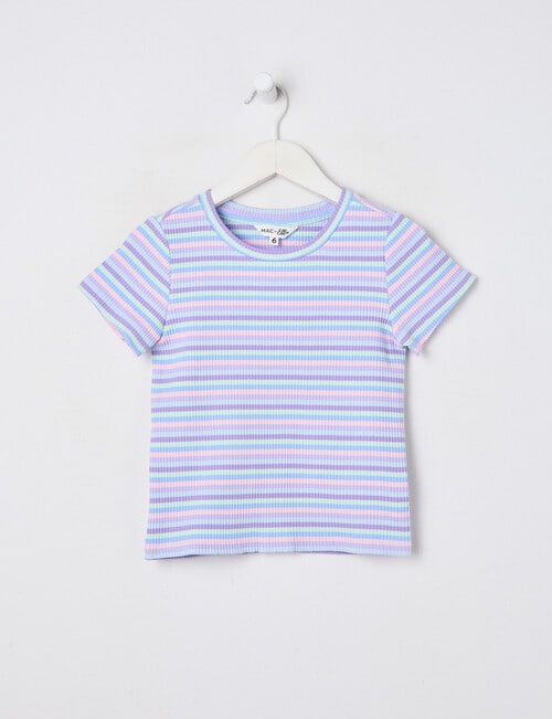 Mac & Ellie Mermaid Stripe Short Sleeve RibTee, Light Blue product photo