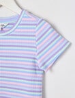 Mac & Ellie Mermaid Stripe Short Sleeve RibTee, Light Blue product photo View 02 S