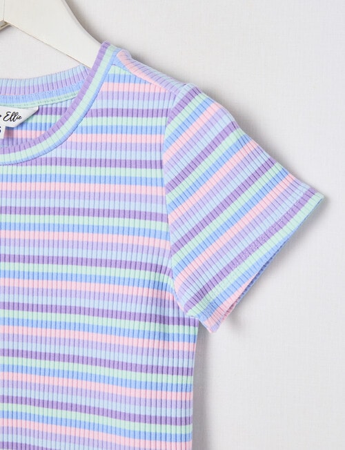 Mac & Ellie Mermaid Stripe Short Sleeve RibTee, Light Blue product photo View 02 L