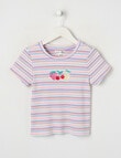 Mac & Ellie Rainbow Stripe Short Sleeve Rib Tee, Pink product photo