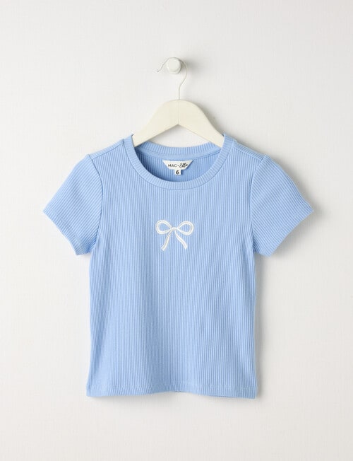Mac & Ellie Bows Short Sleeve Rib Tee, Cornflower product photo
