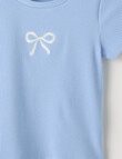 Mac & Ellie Bows Short Sleeve Rib Tee, Cornflower product photo View 02 S
