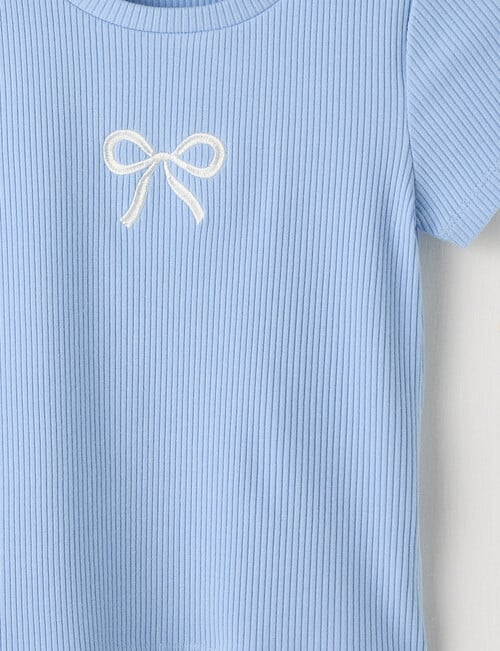 Mac & Ellie Bows Short Sleeve Rib Tee, Cornflower product photo View 02 L