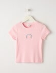 Mac & Ellie Rainbow Short Sleeve Rib Tee, Baby Pink product photo