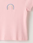 Mac & Ellie Rainbow Short Sleeve Rib Tee, Baby Pink product photo View 02 S